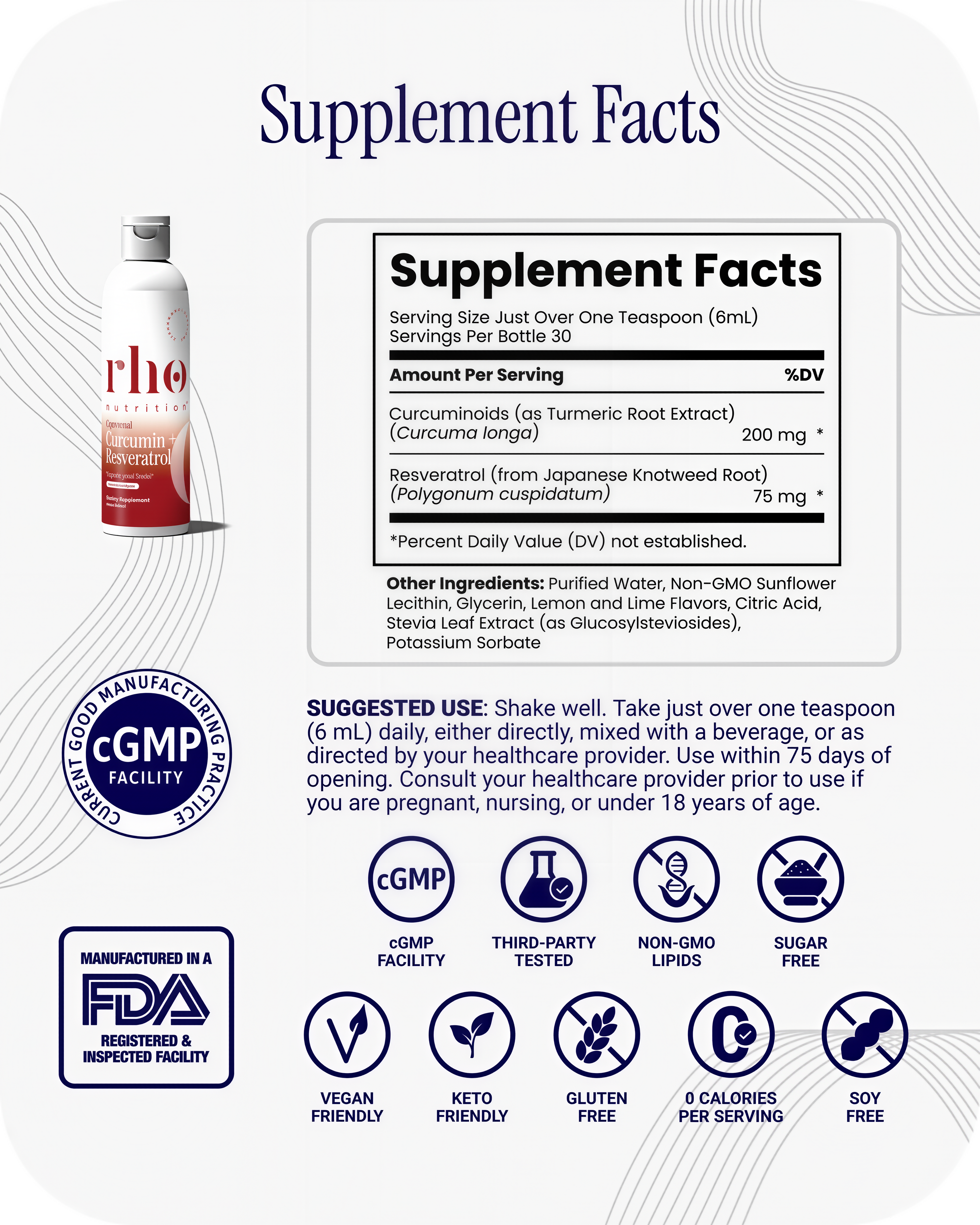 Rho Nutrition Liposomal Curcumin+ Resveratrol