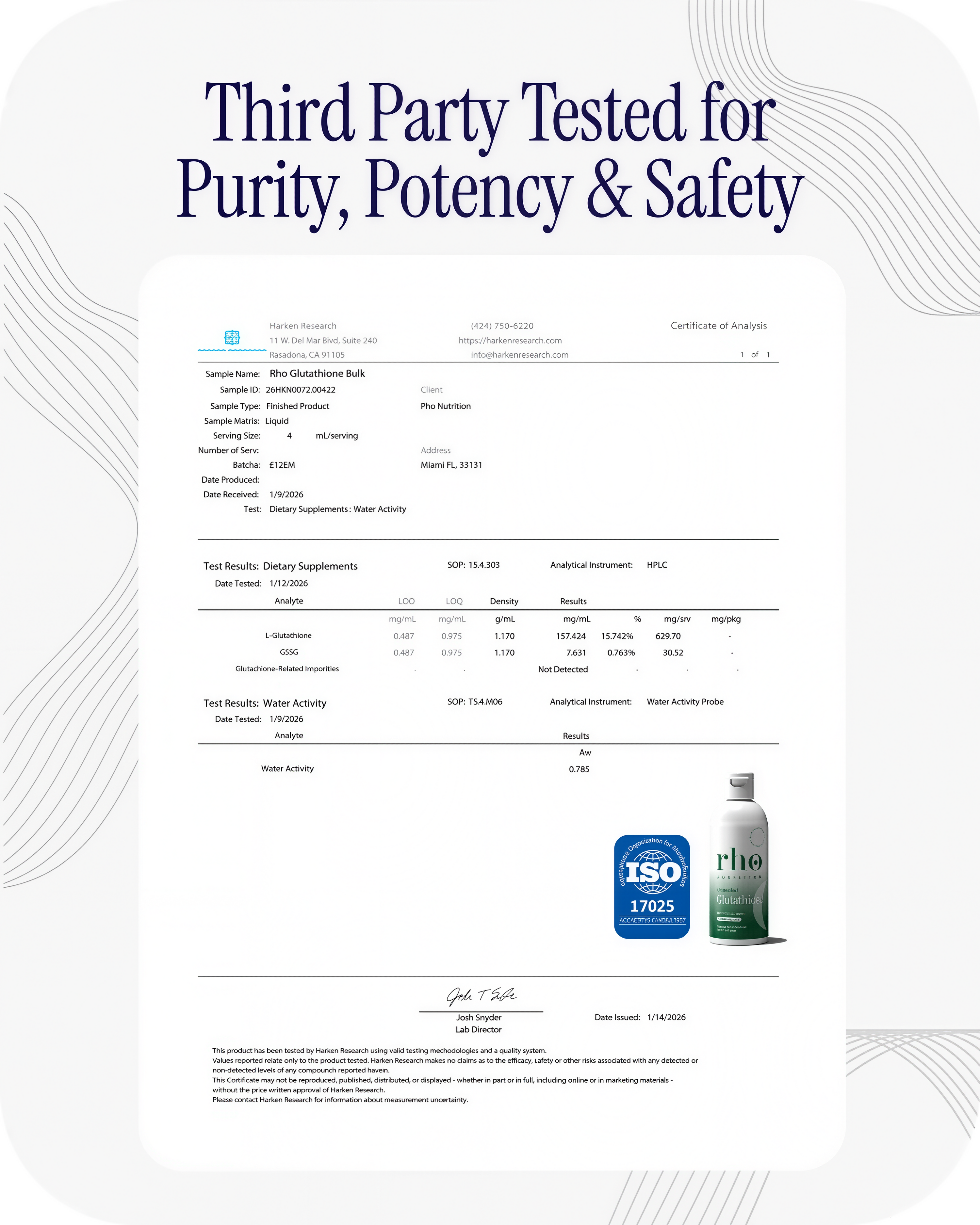 Rho Nutrition Liposomal Glutathione