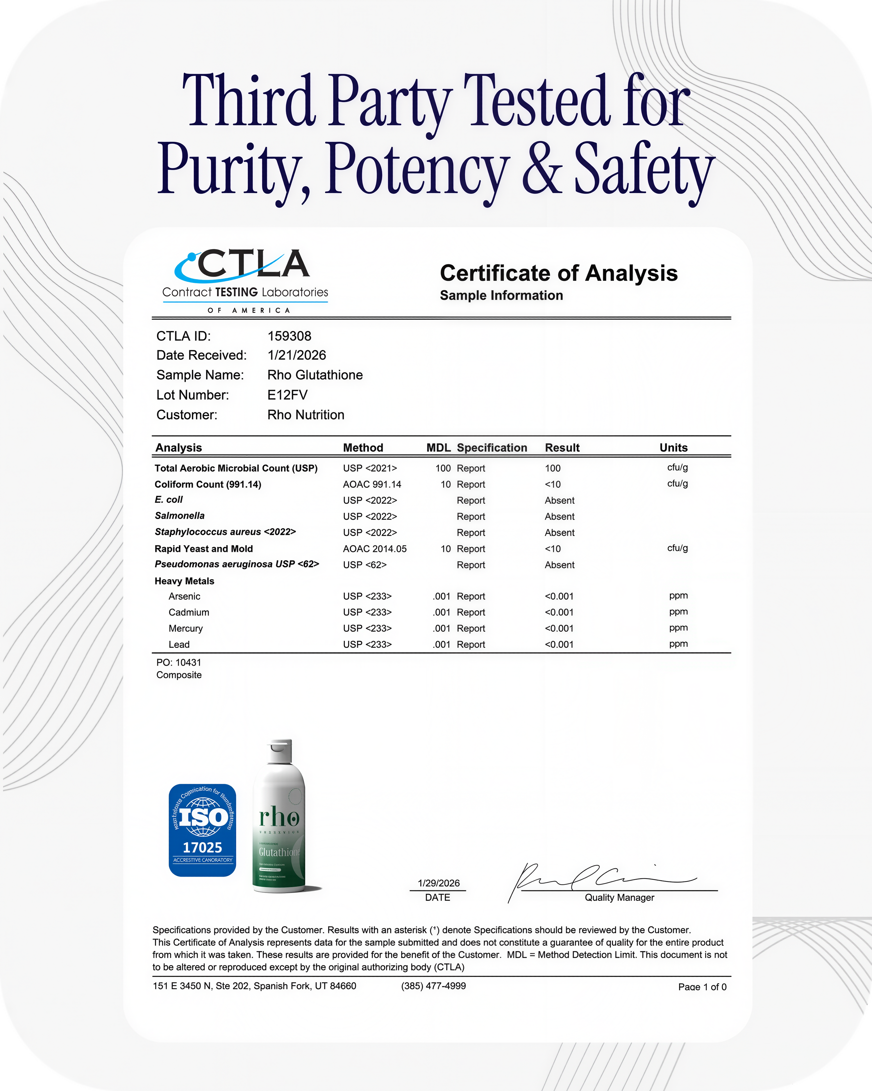 Rho Nutrition Liposomal Glutathione